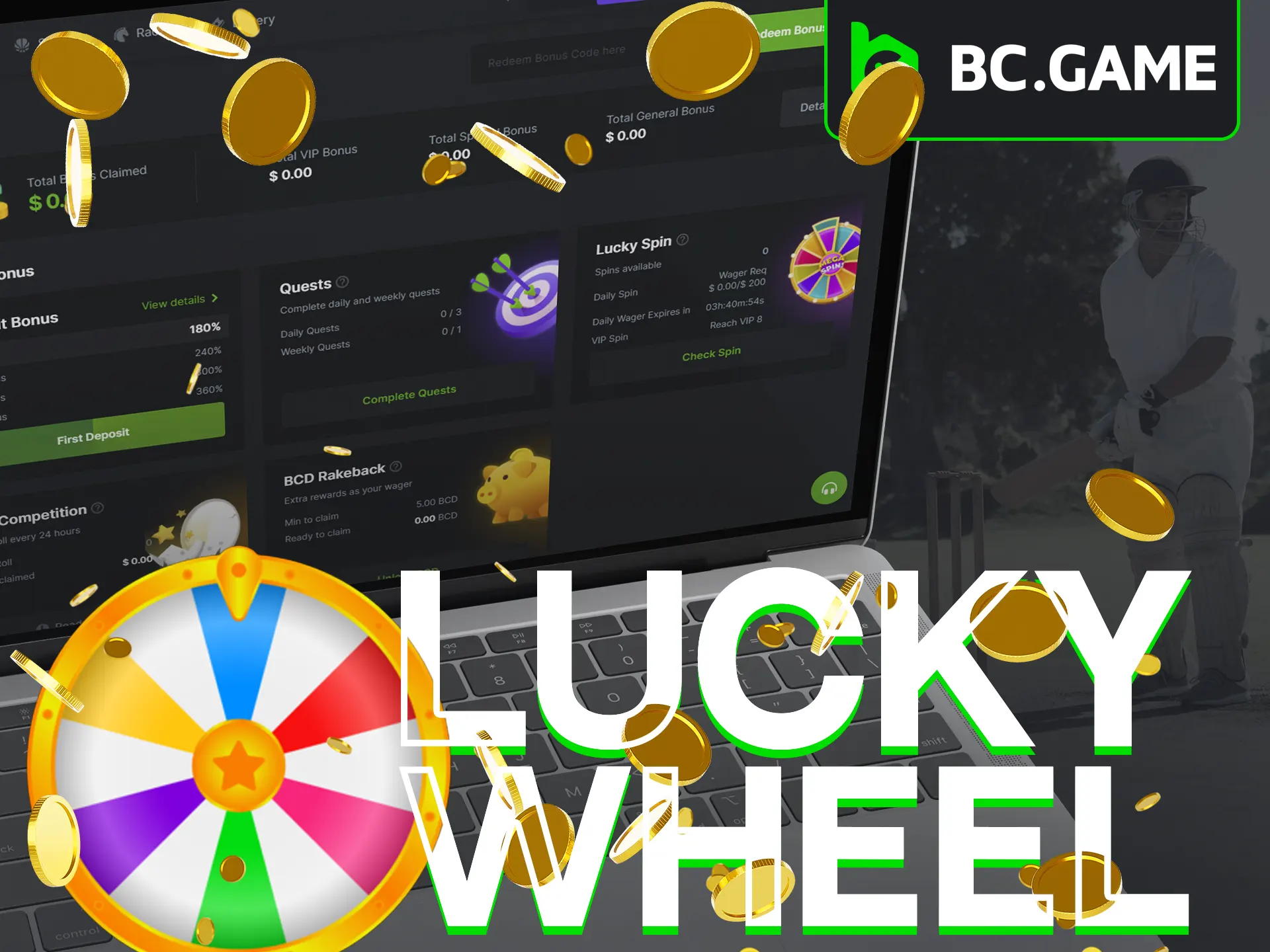 Spin BC Game's Lucky Wheel for lucrative prizes.