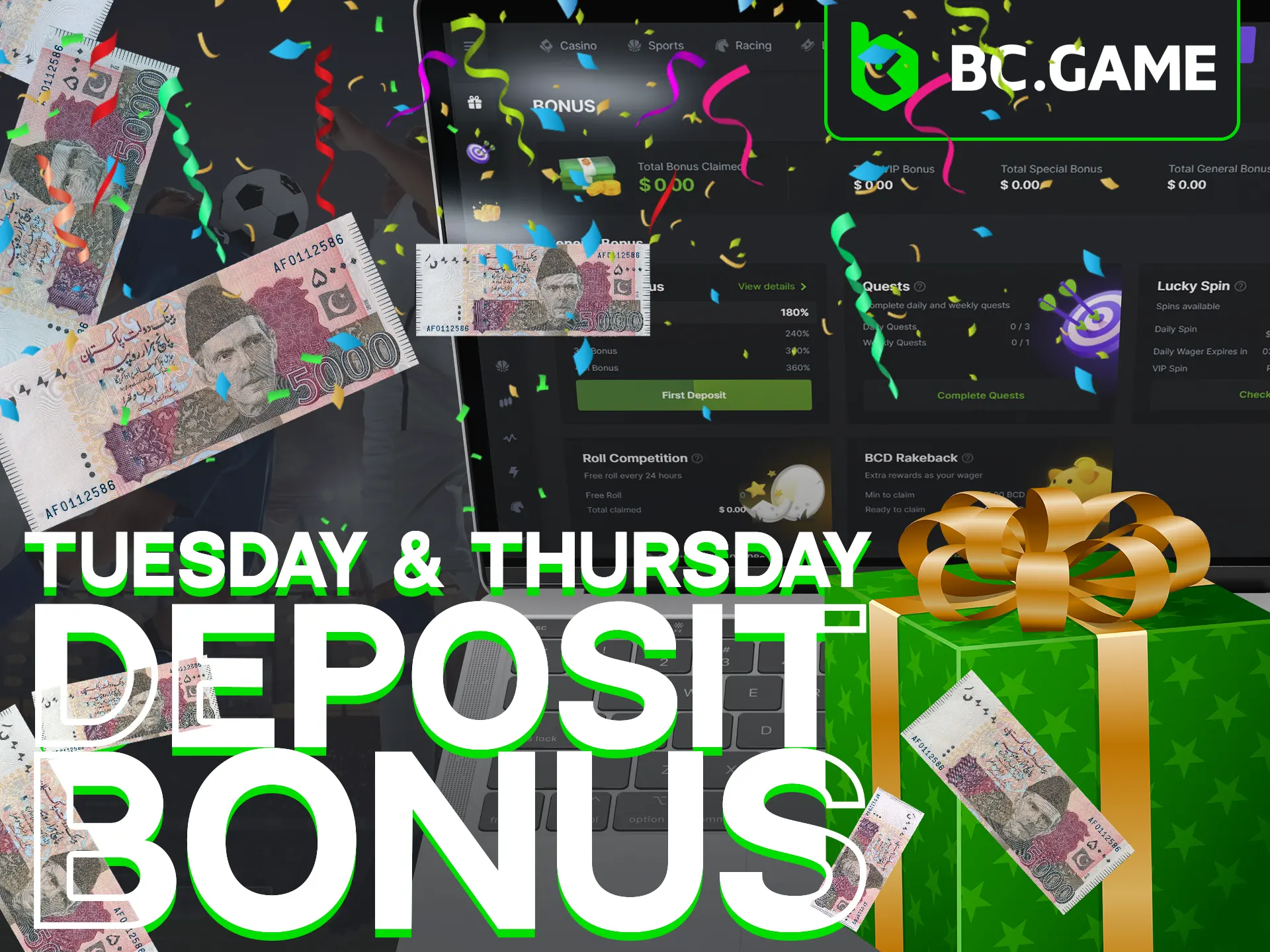 Double your deposit on Tuesdays and Thursdays with BC Game.