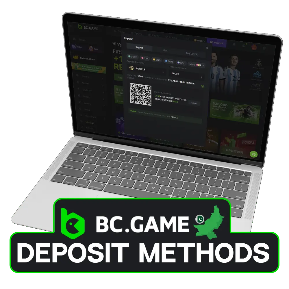 Easily deposit funds on BC Game from Pakistan.