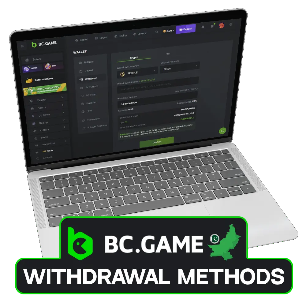 Learn BC Game withdrawal options in Pakistan.