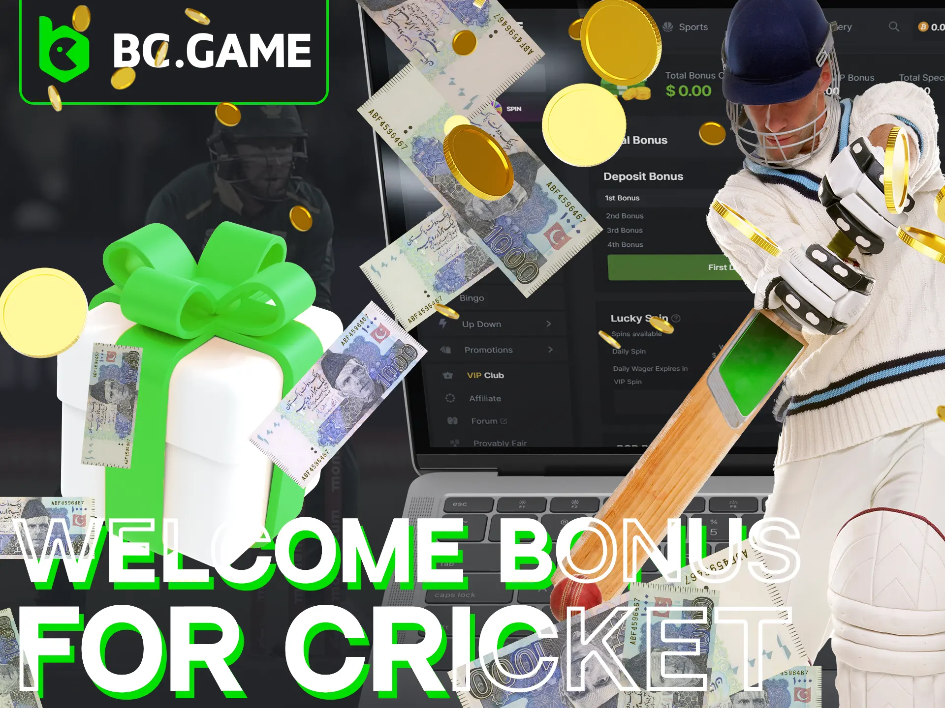 BC Game offers big bonuses for cricket betting.