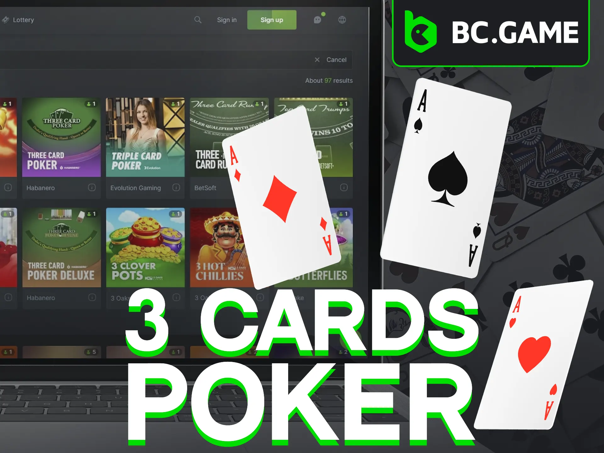 Play simplified 3 Card Poker at BC Game.