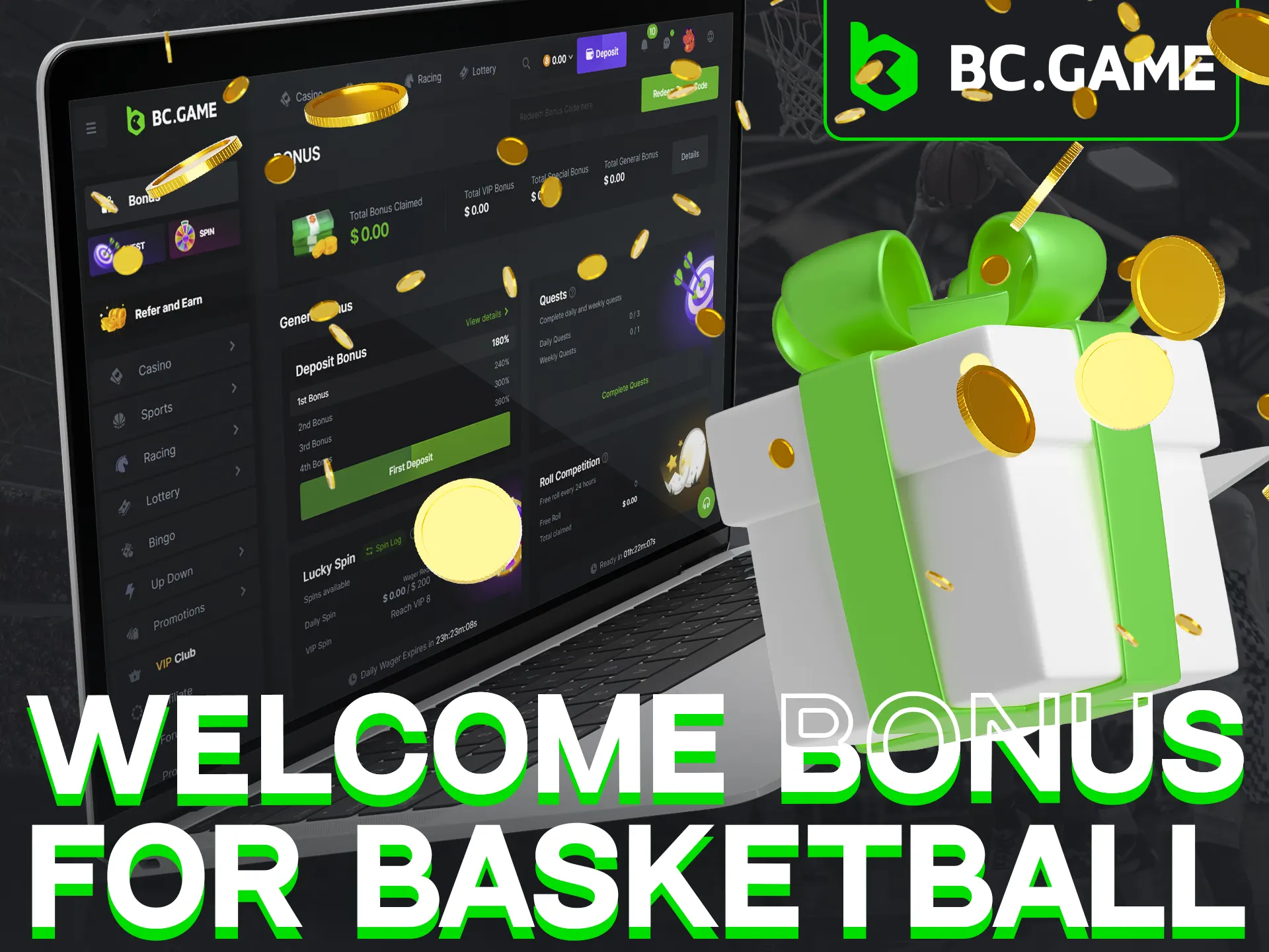 Get a welcome bonus for a basketball bets at BC Game.