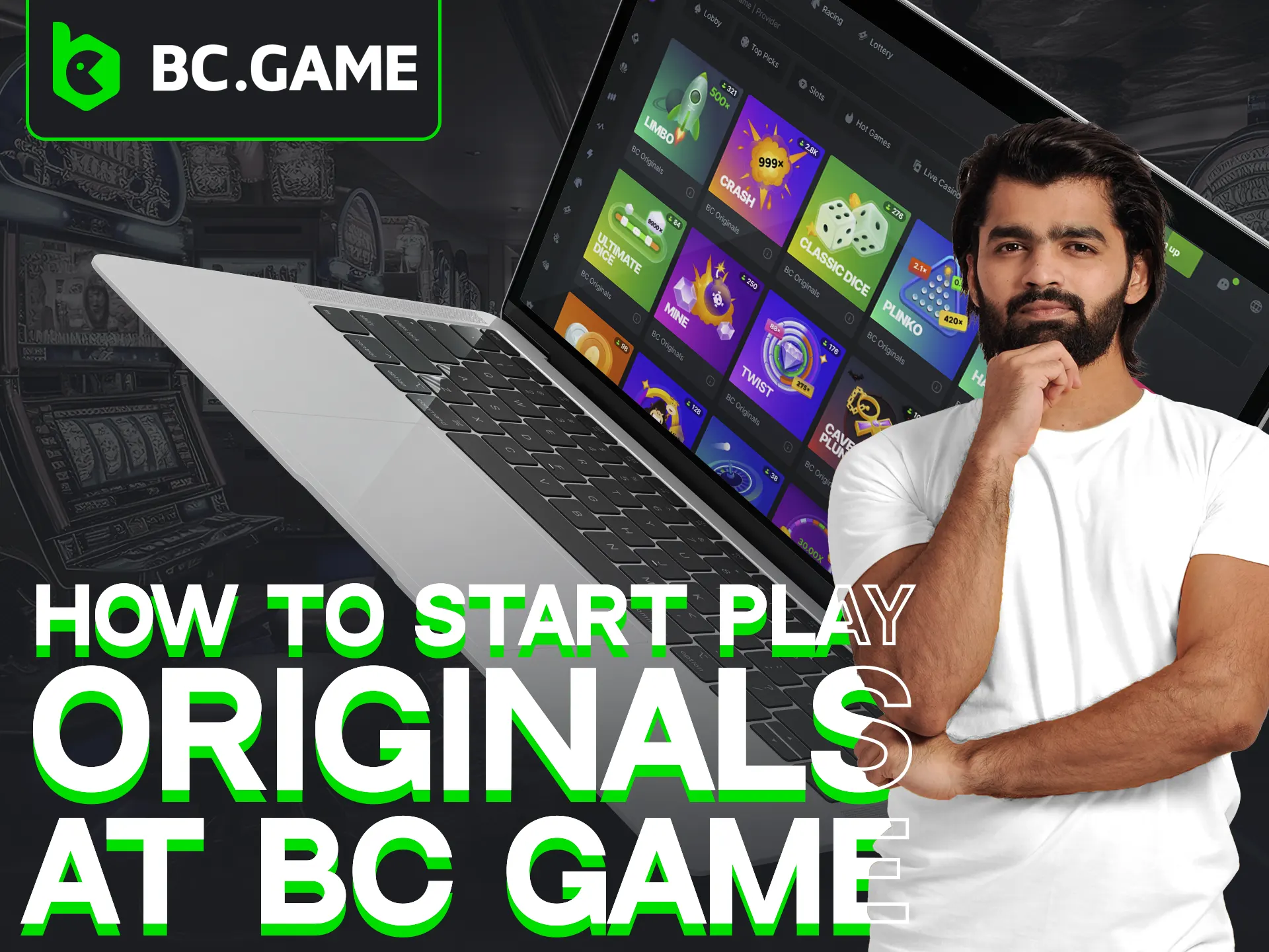 Join BC Game, deposit, play BC Originals in casino section.