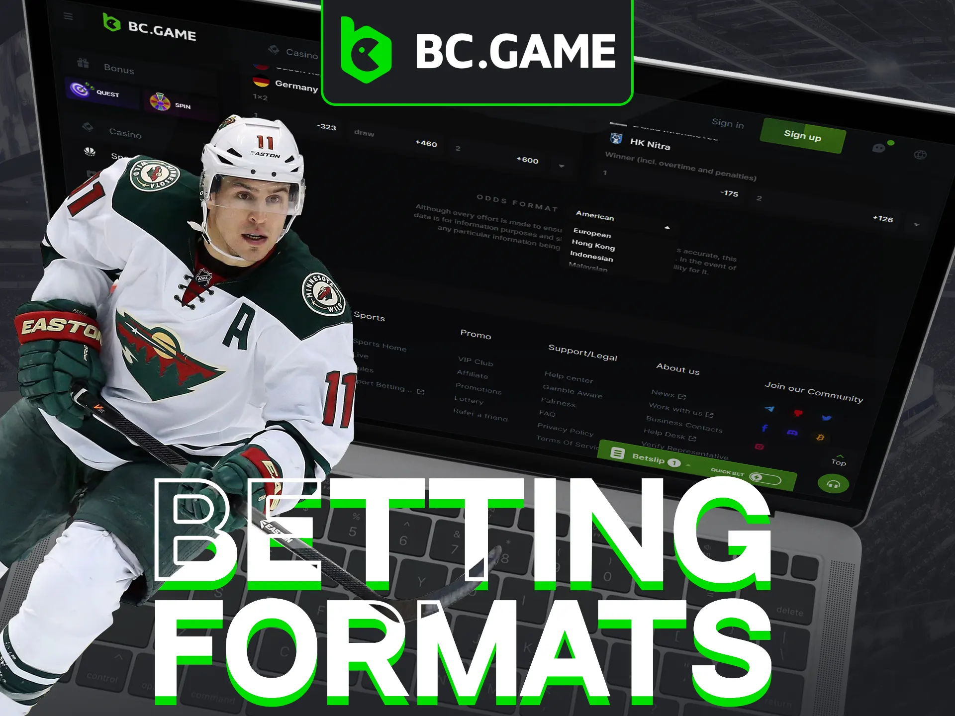 BC Game offers various ice hockey betting formats.