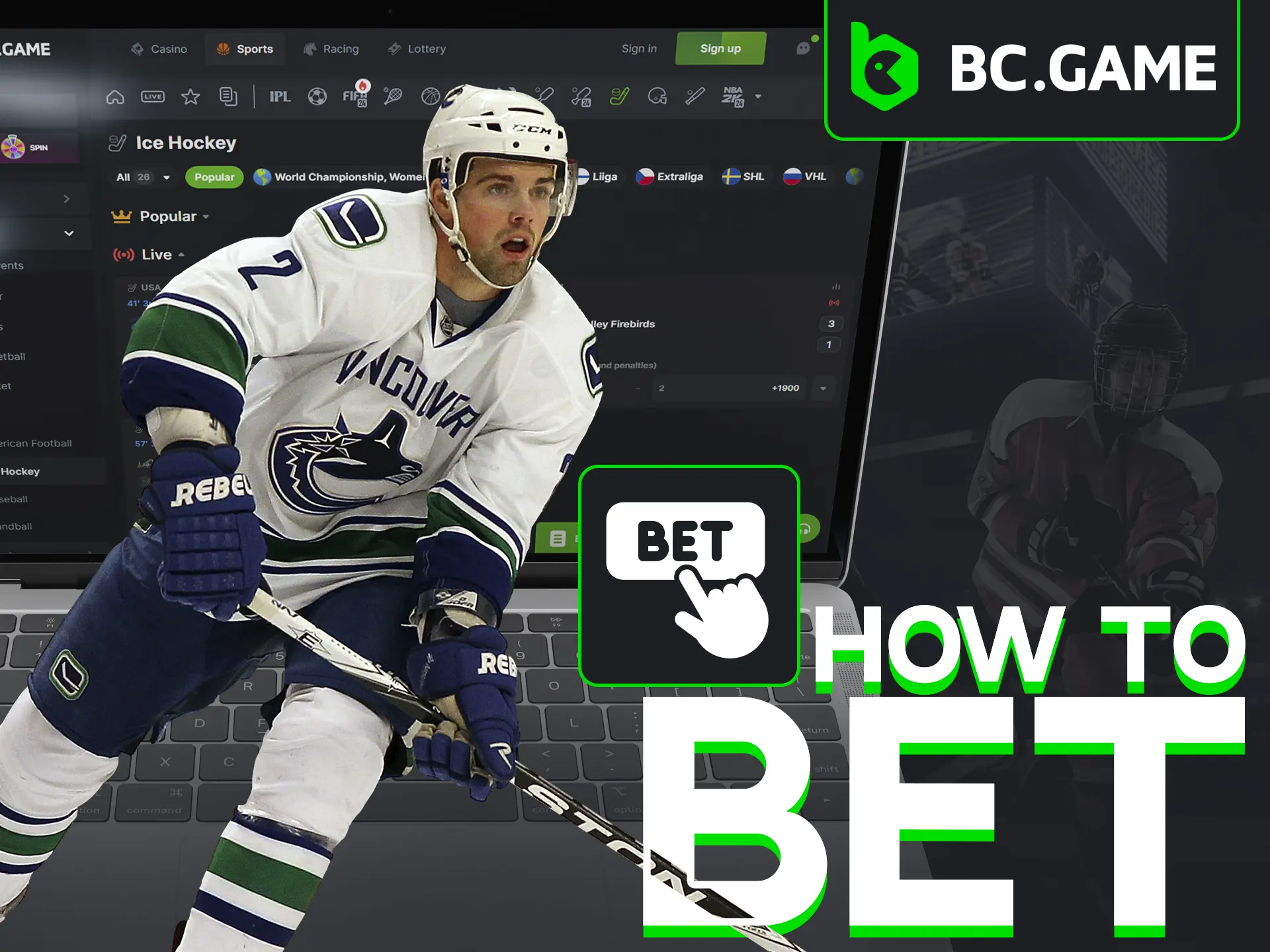 Bet on ice hockey effortlessly with simple steps at BC Game.