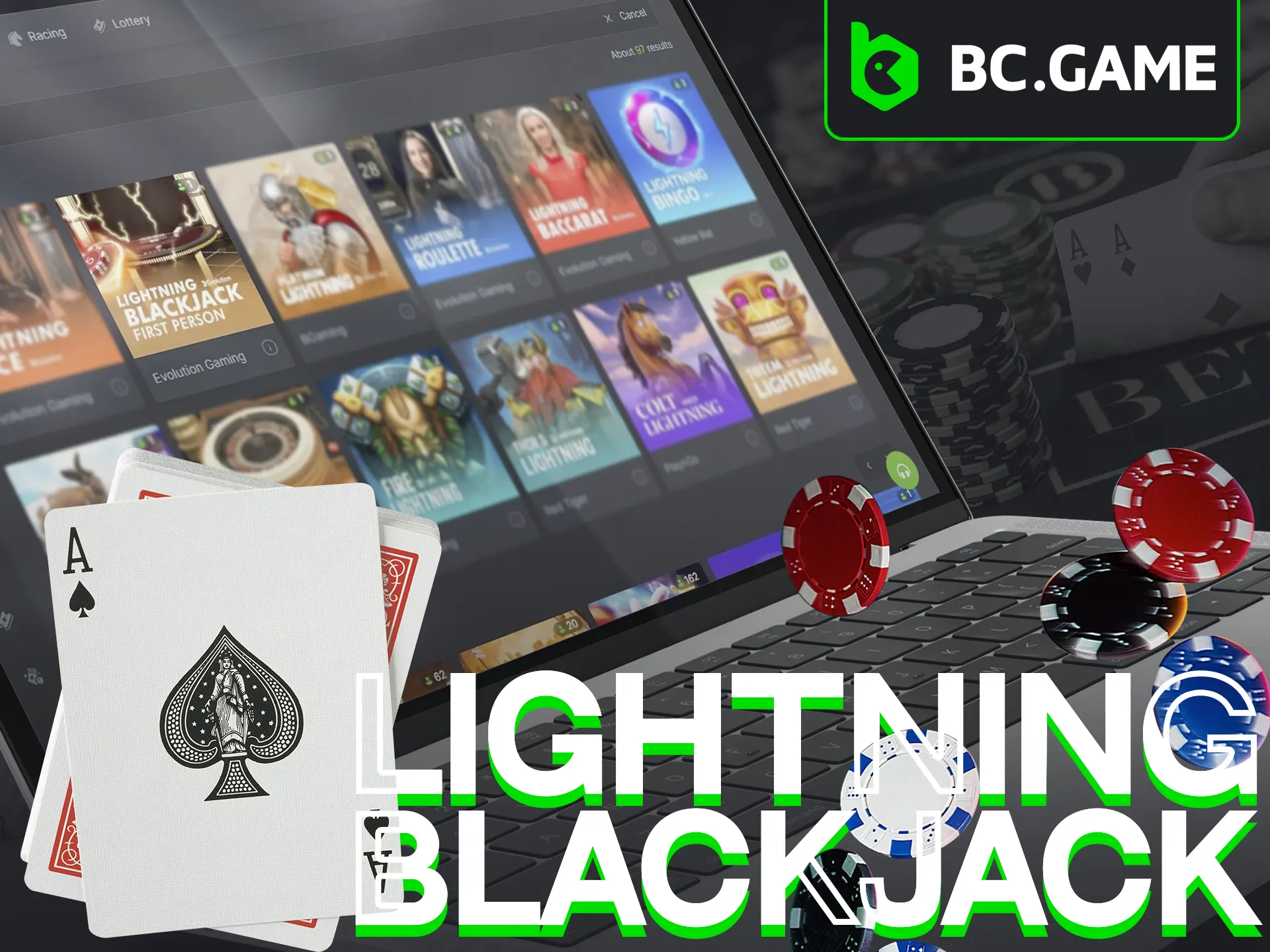 Experience Lightning Blackjack, with random multipliers for big winnings.