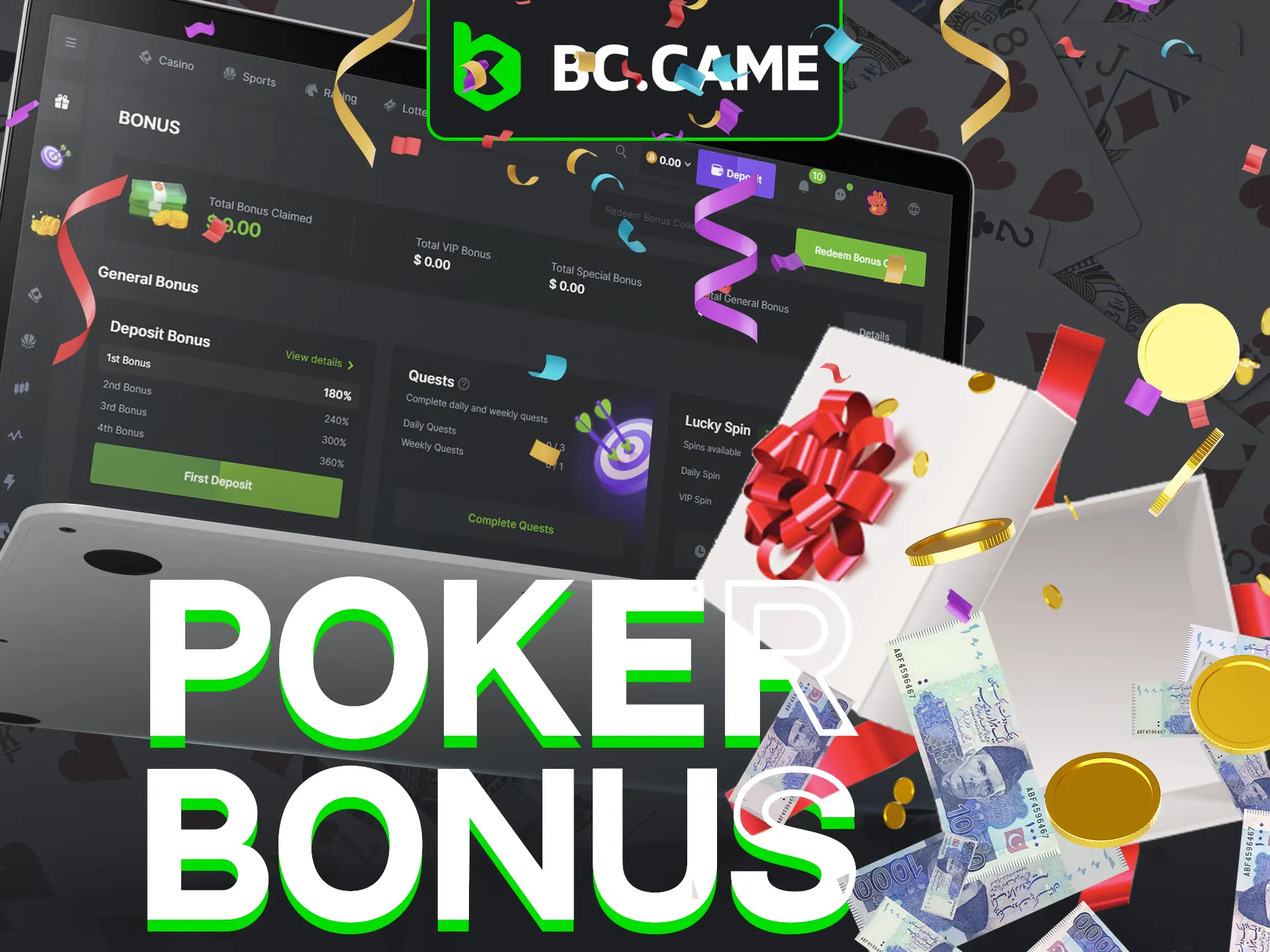 Get bonuses for poker at BC Game.