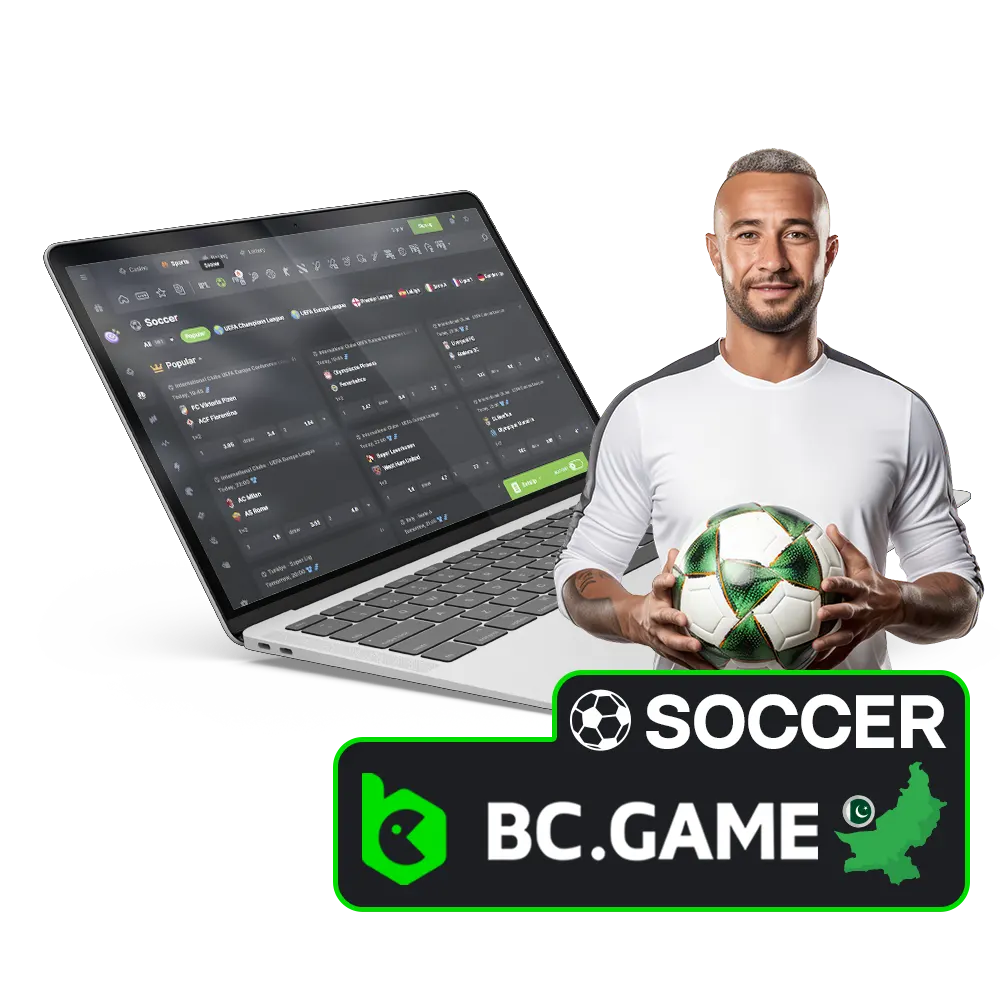 Bet on soccer at BC Game in Pakistan with bonuses.