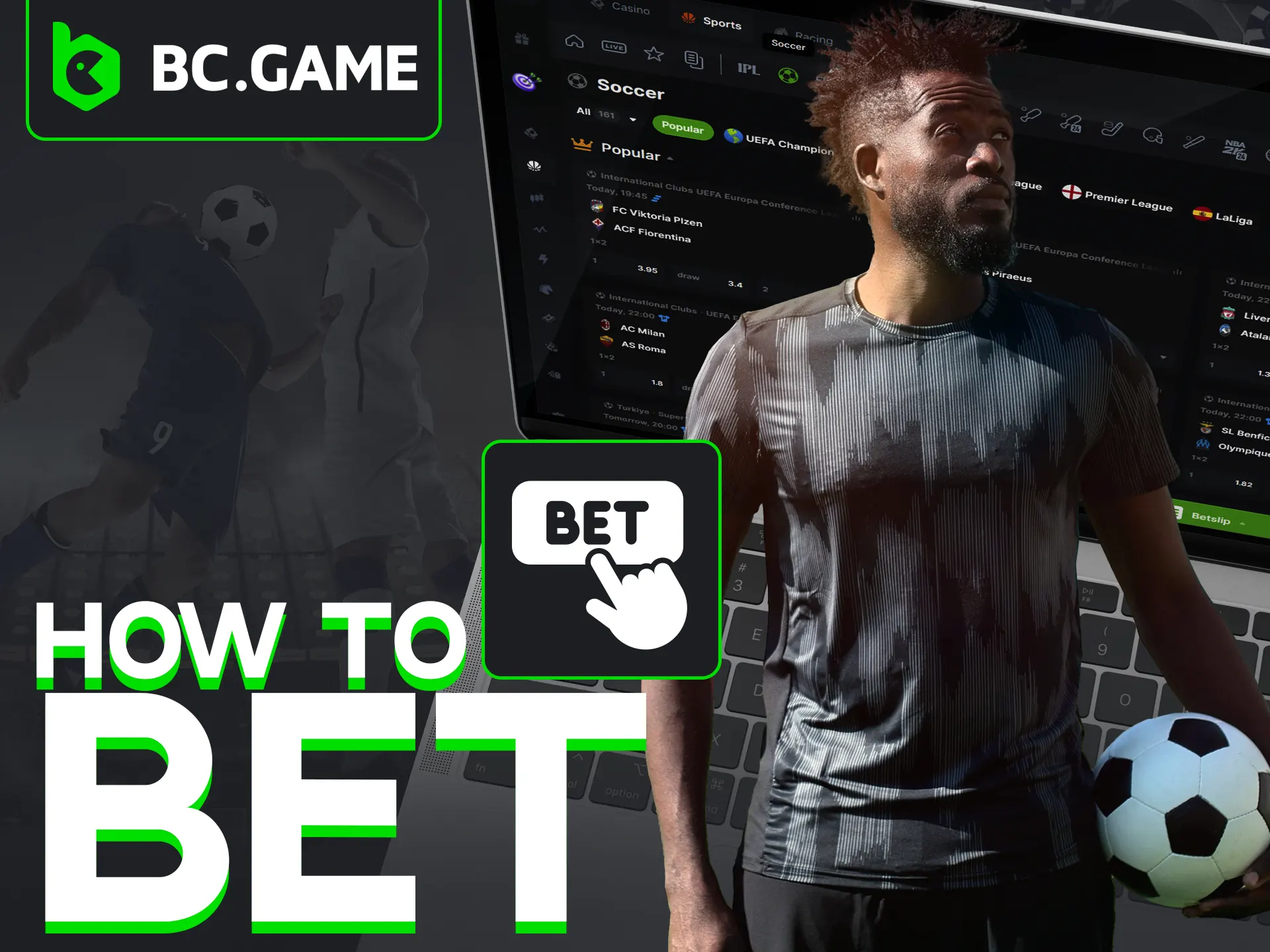 Start soccer betting at BC Game with easy registration and deposit.