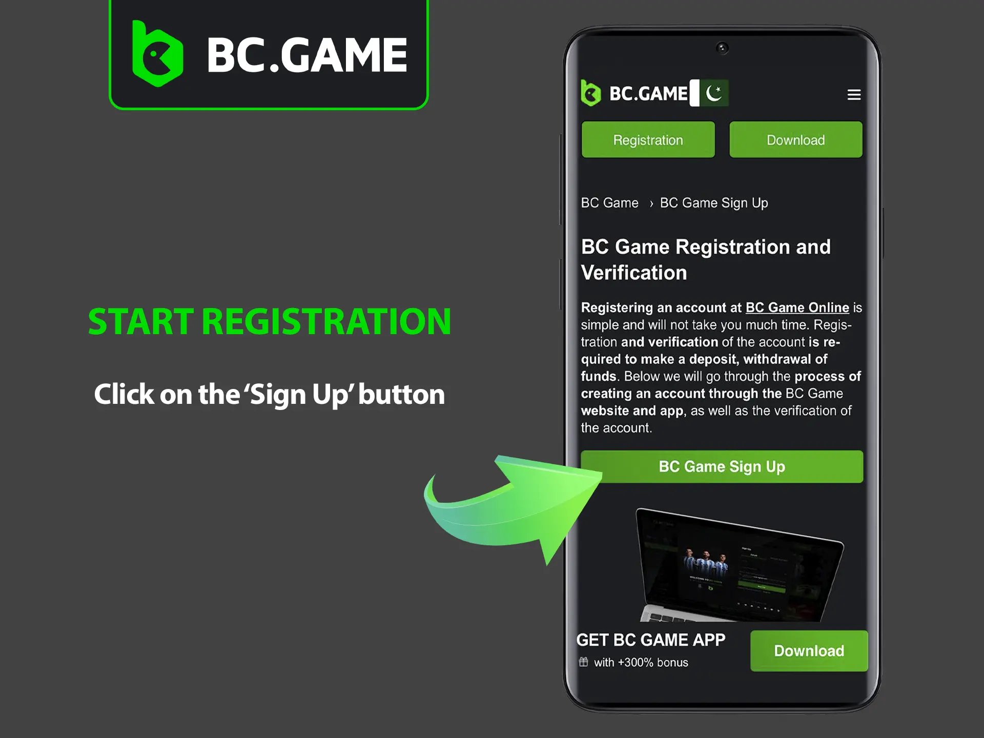 Start your introduction to BC Game casino by registering for an account.