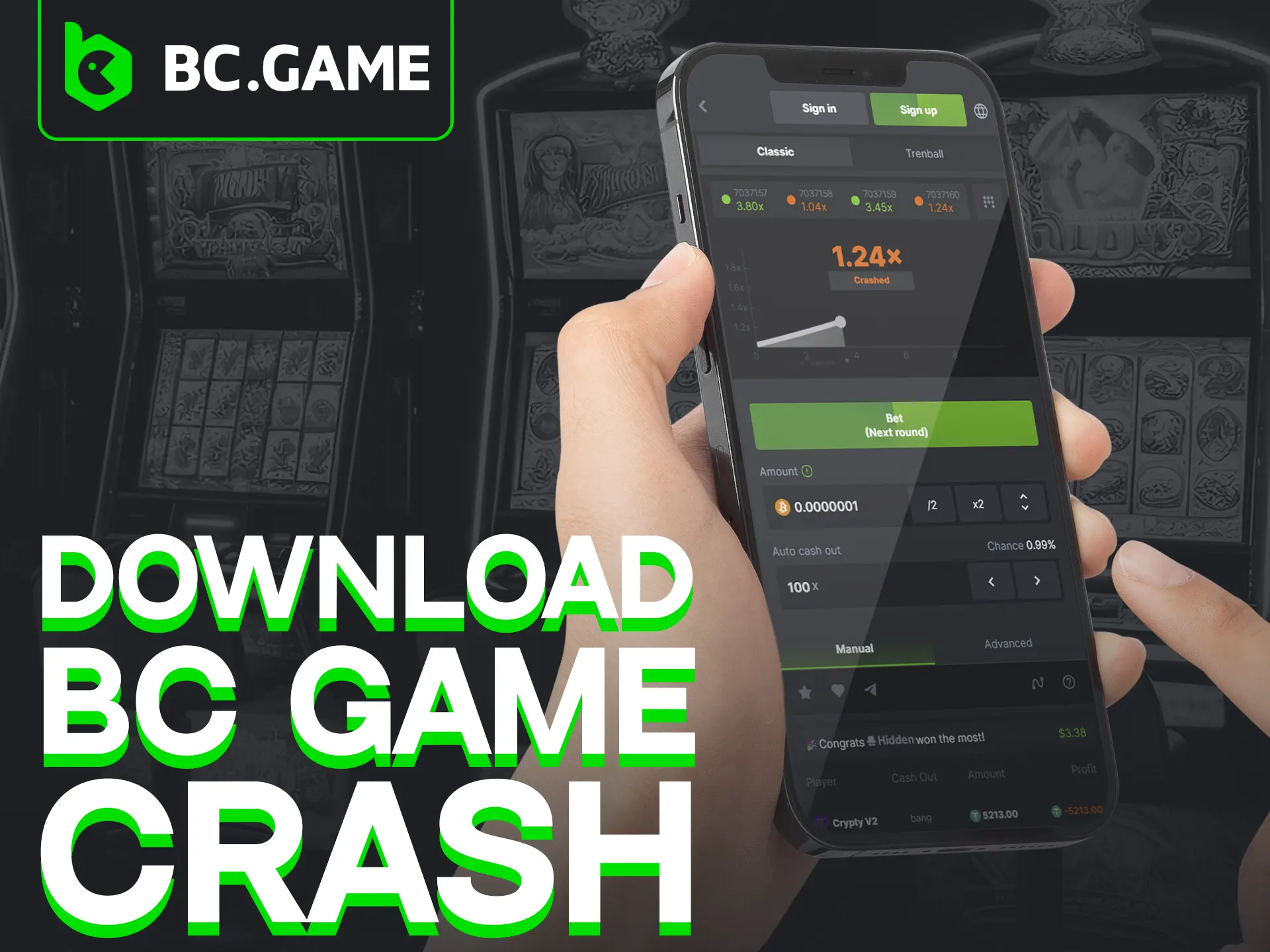Get BC Game Crash on Android and iOS.