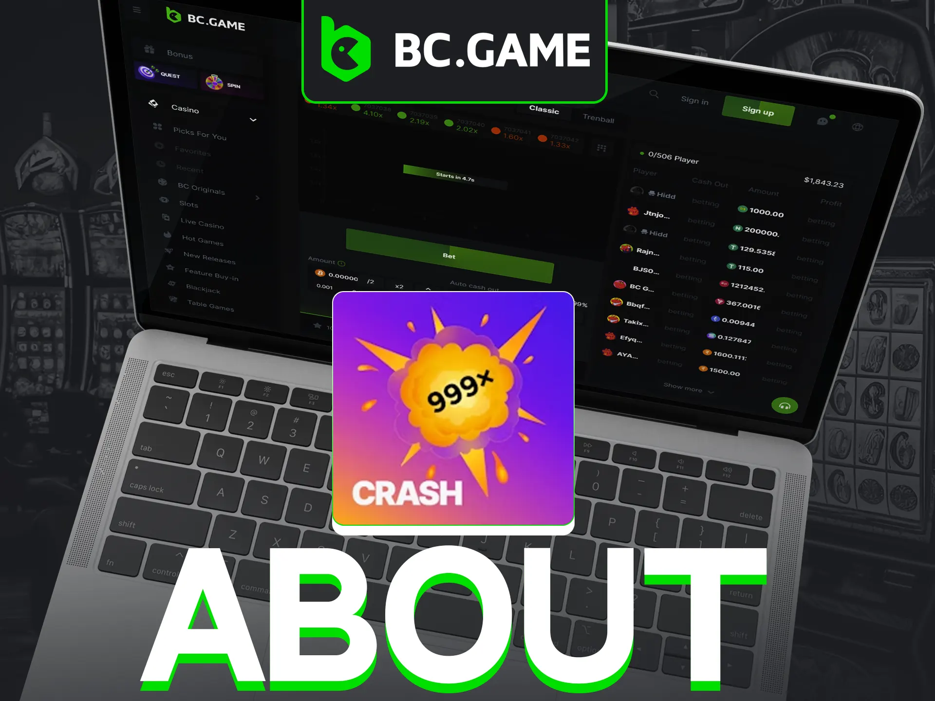 BC Game's Crash is simple and dynamic betting.
