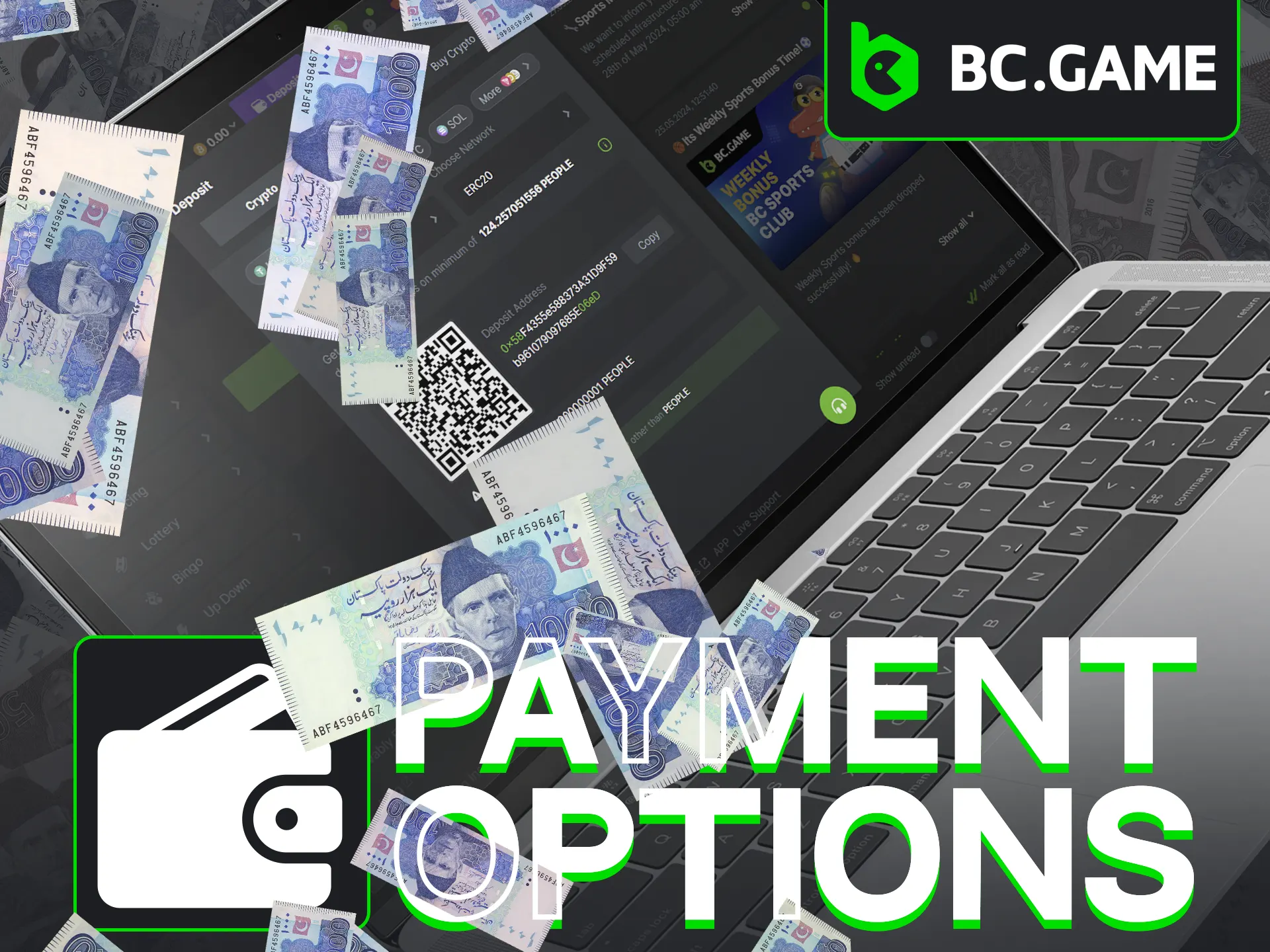 Check available payments options at BC Game.