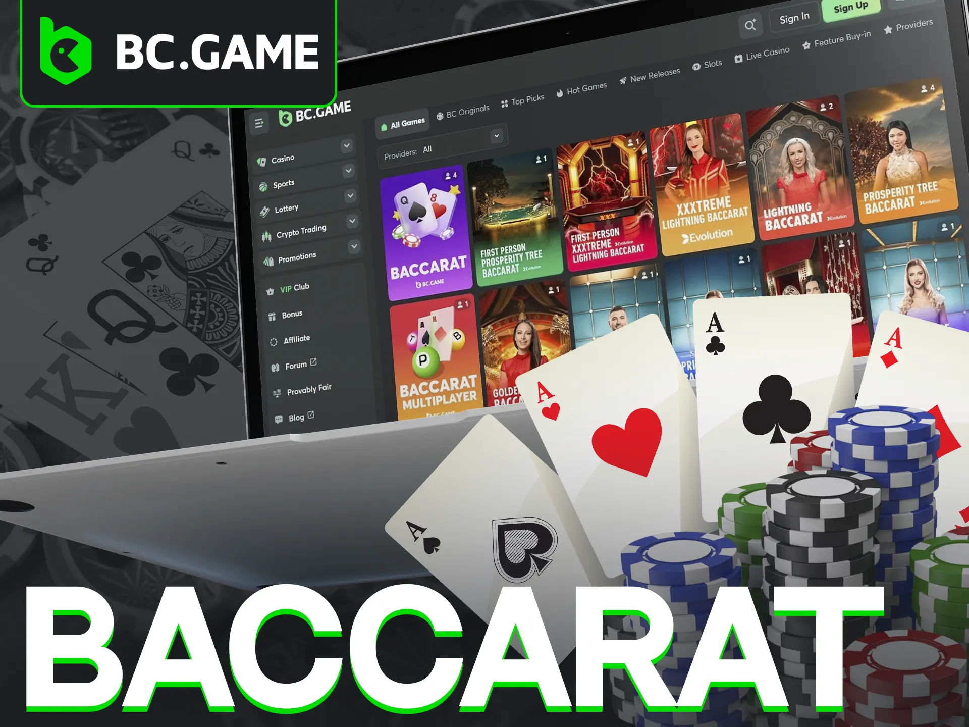 BC.Game offers baccarat where you bet on 9.