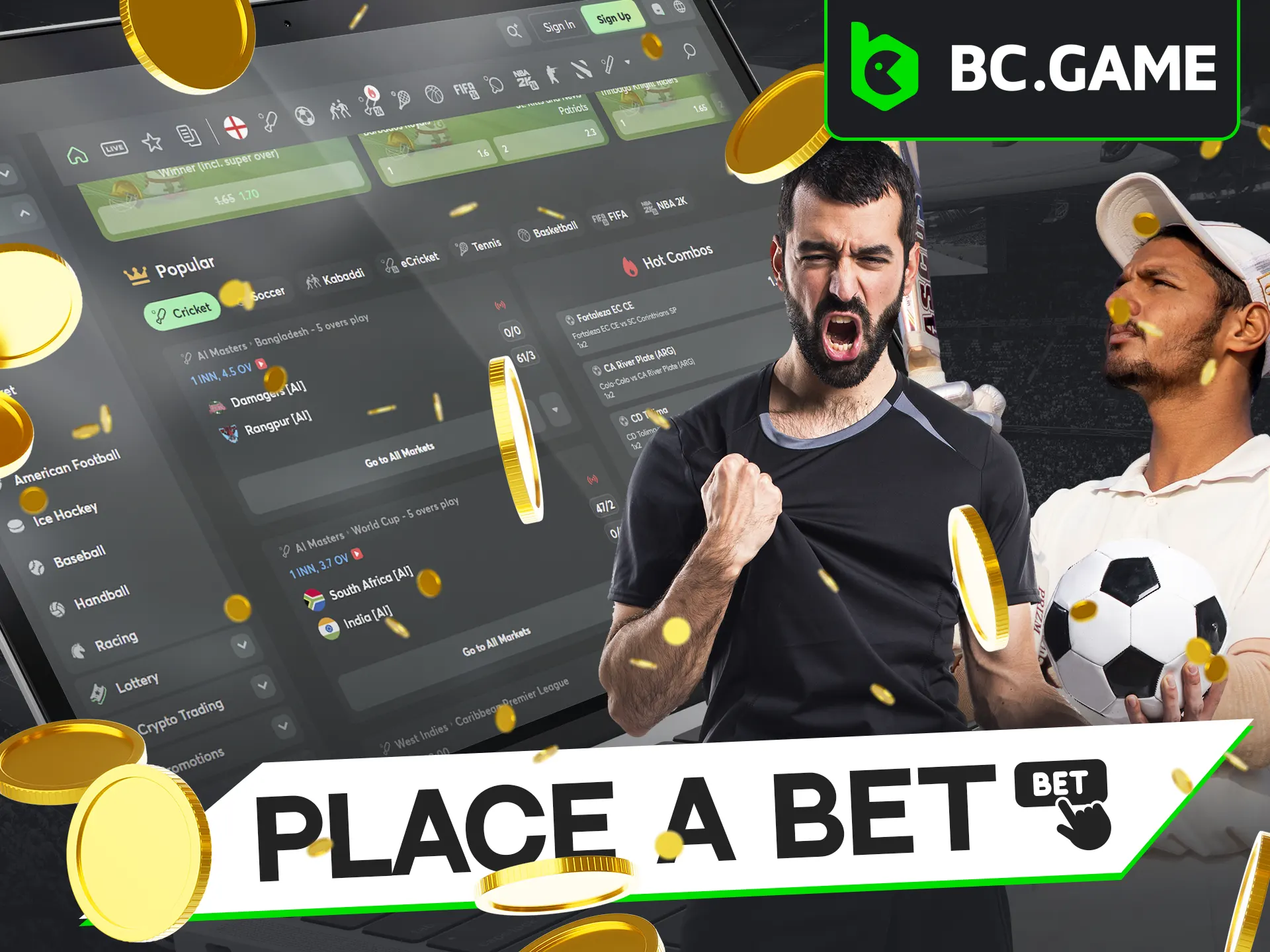 BC.Game lets you easily place bets after logging in.