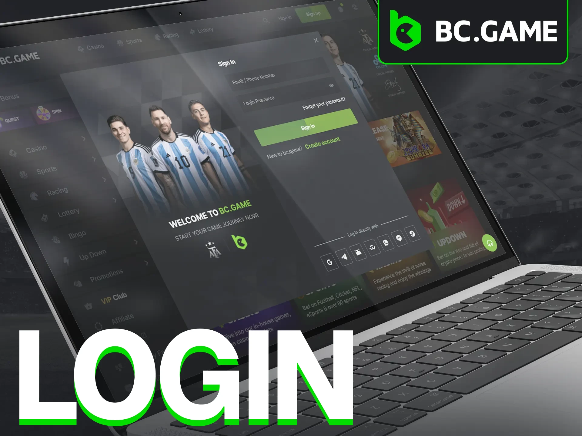 After creating your account, it’s easy to log into BC Game.