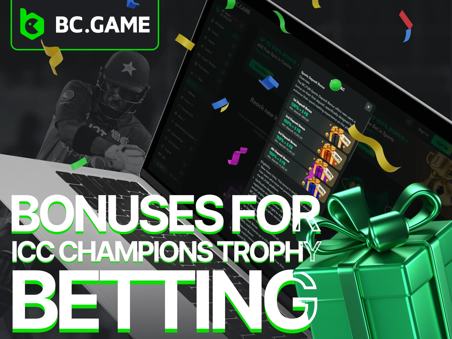 BC Game offers a variety of bonus options for the ICC Champions Trophy.