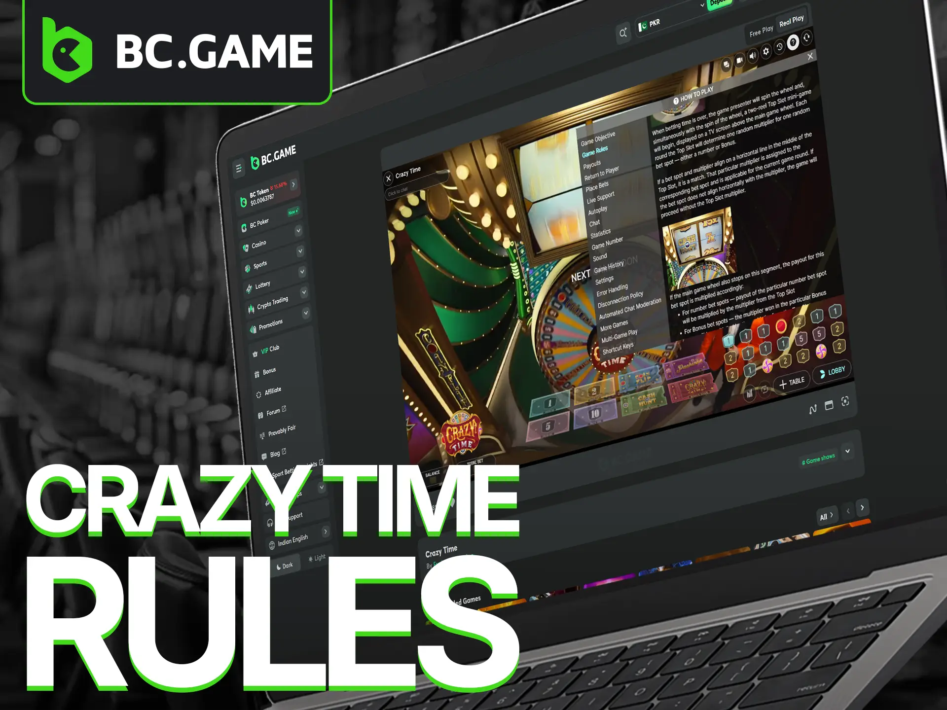 Learn the rules of Crazy Time before playing at BC Game.