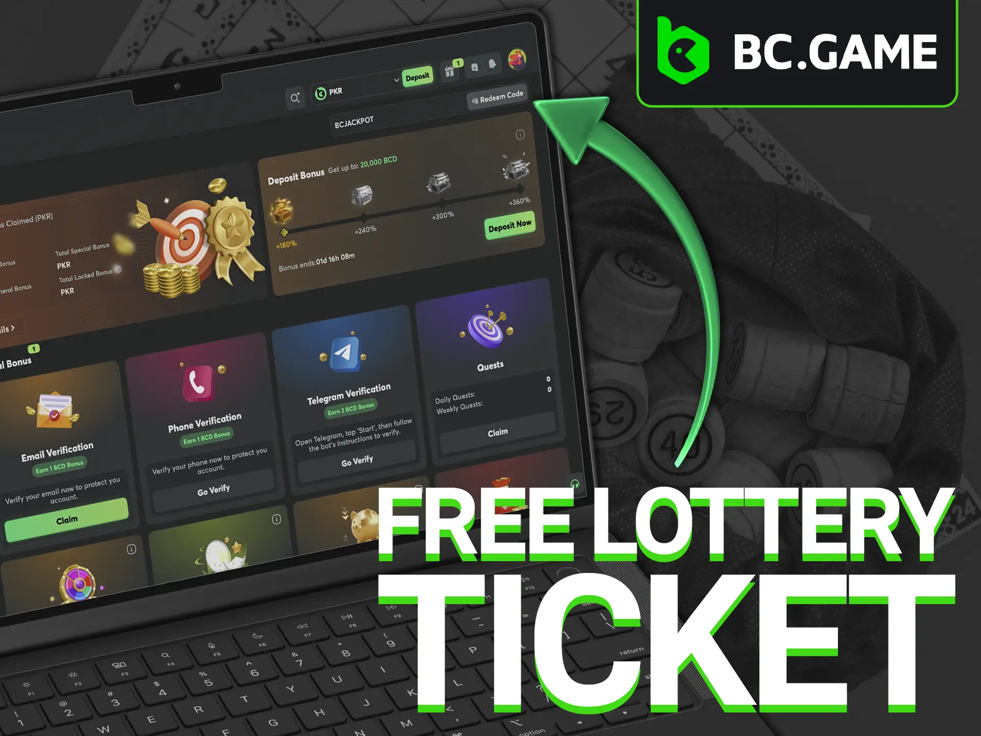 Find out how to quickly get a free lottery ticket from BC Game Casino.