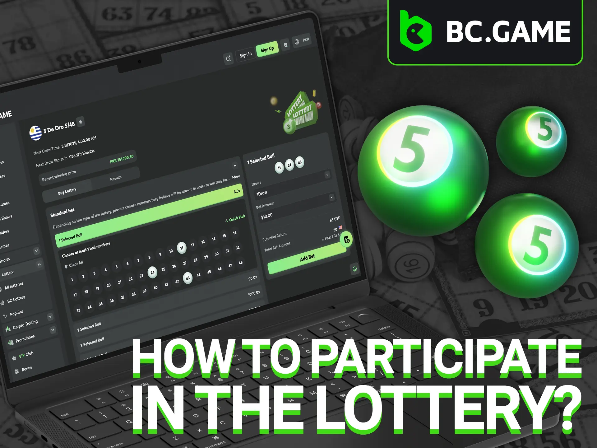 Learn how to bet on lottery draws quickly and efficiently at BC Game.