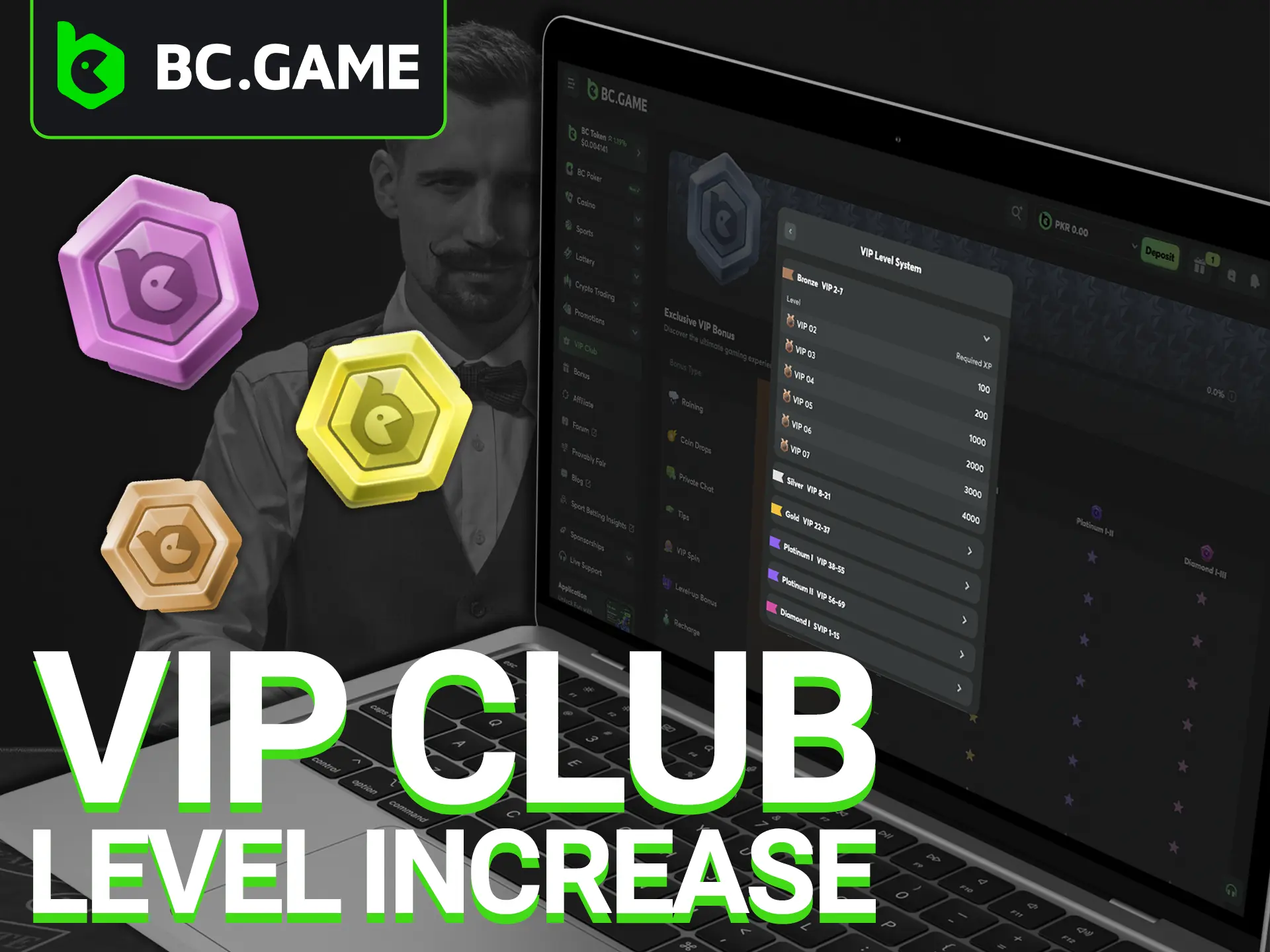 Learn the rules and effective methods to level up at BC Game Casino's VIP Club.