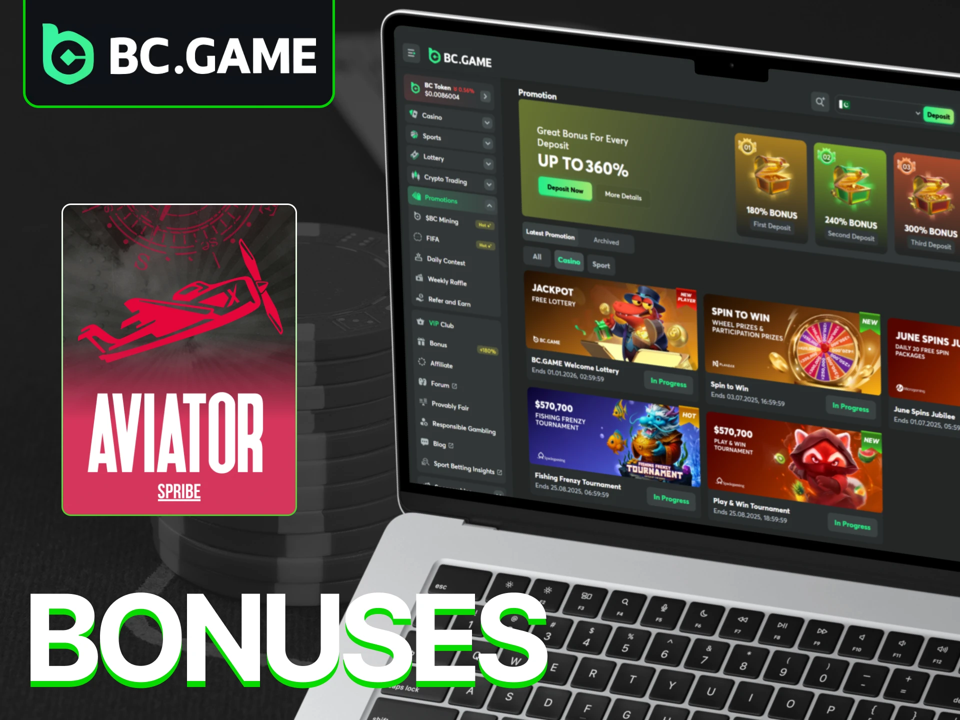 Check out all the bonuses offered by BC Game Casino for the Aviator game.
