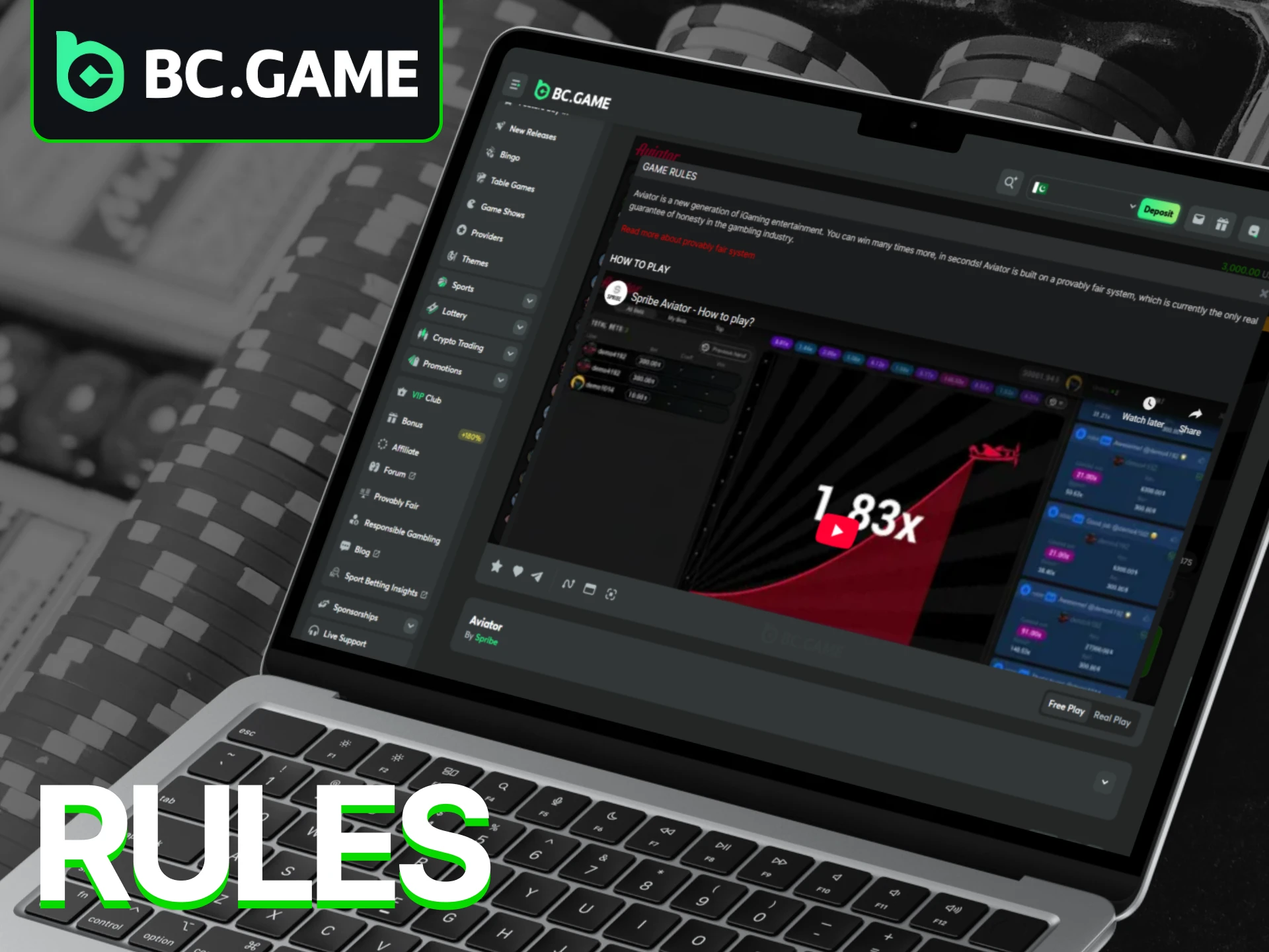 Check out the Aviator game rules on the BC Game website.