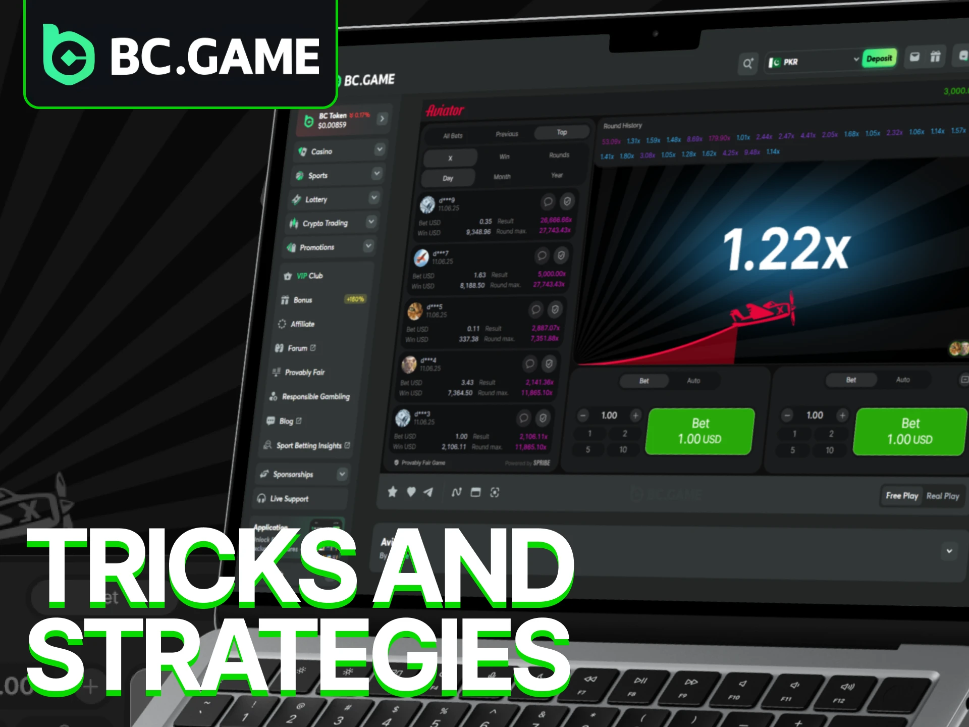 At BC Game, you can play Aviator and choose winning strategies.