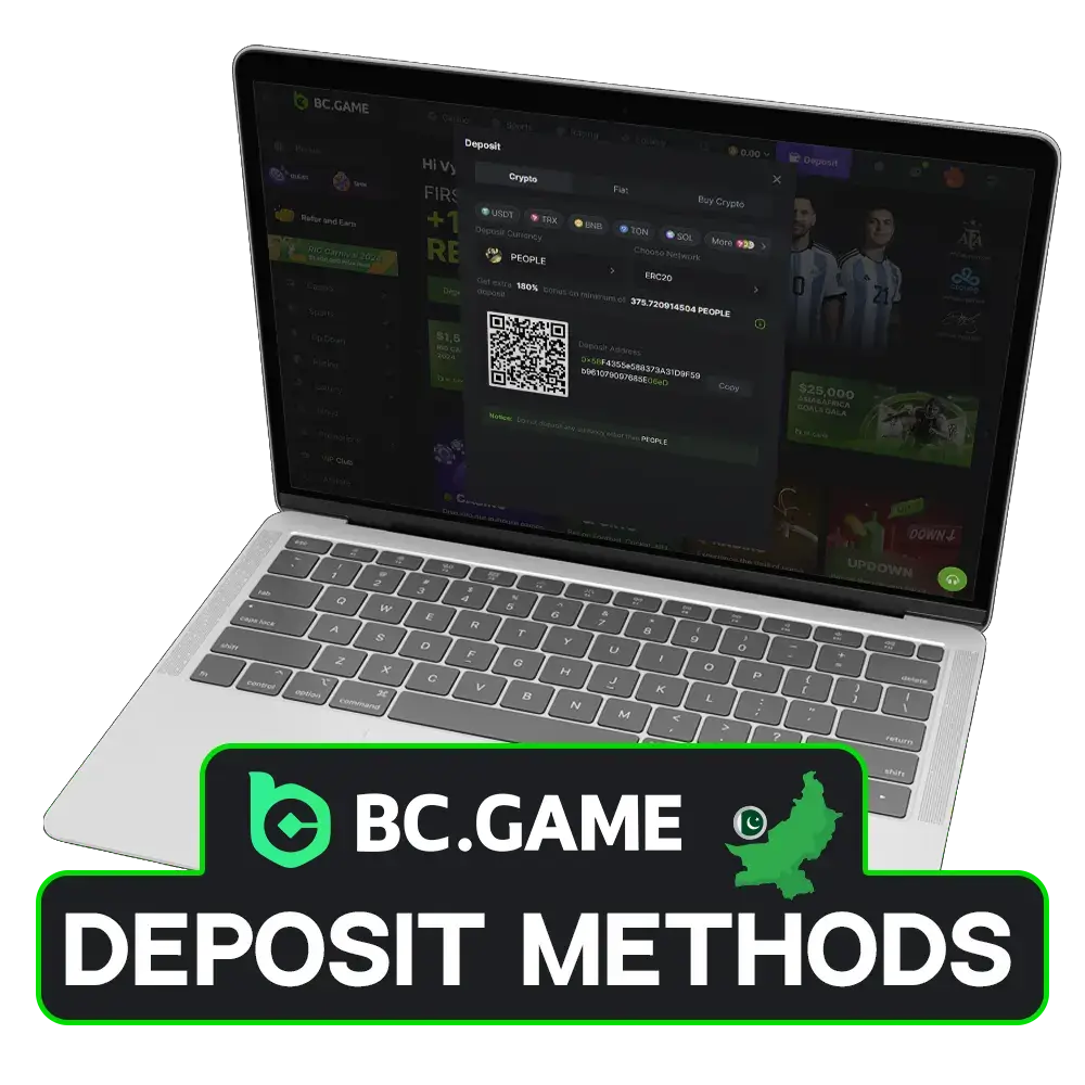 Easily deposit funds on BC Game from Pakistan.