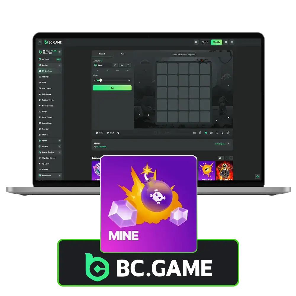 Reveal the safe tiles and avoid the mines in the original BC Game Mines game.