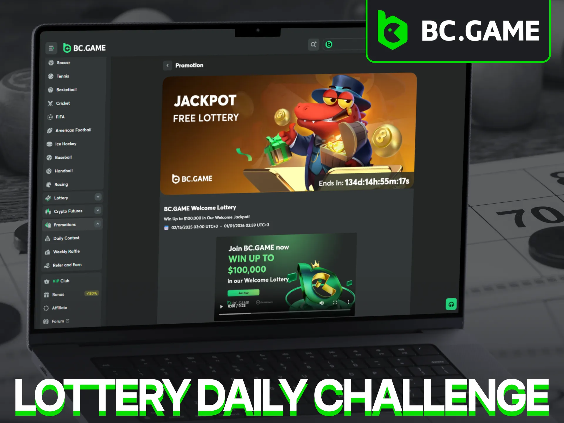 Take part in the Lottery Daily Challenge on the BC Game website.